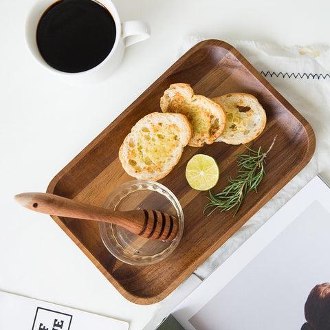 Wooden Tray Dinner Plate Set