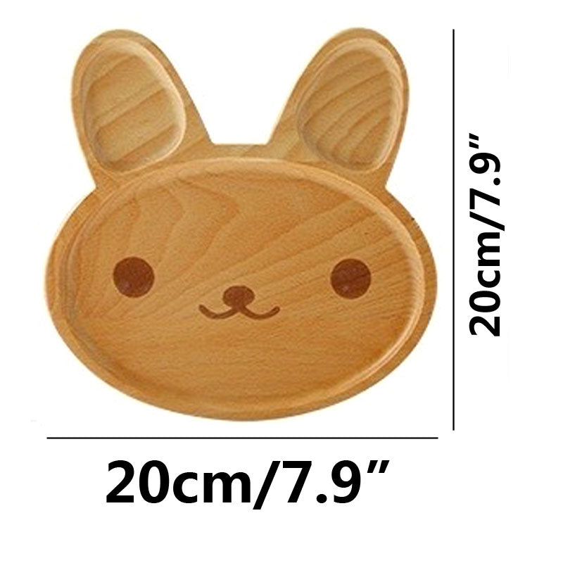 Cute Rabbit Face Wood Dinner Plate