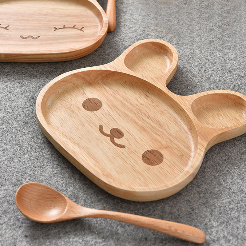Cute Rabbit Face Wood Dinner Plate