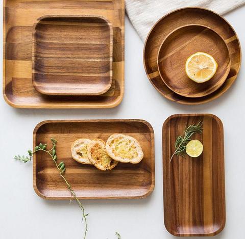 Wooden Tray Dinner Plate Set