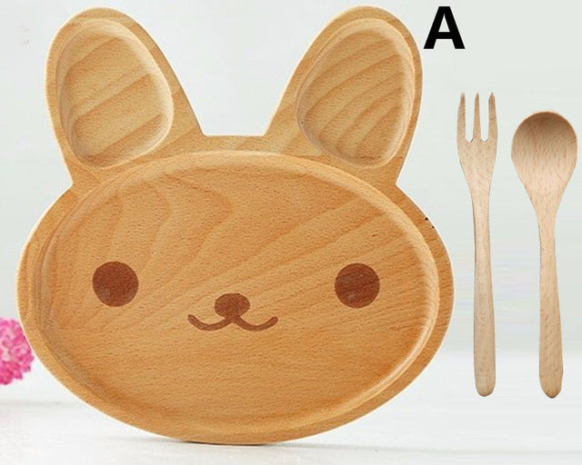 Cute Rabbit Face Wood Dinner Plate