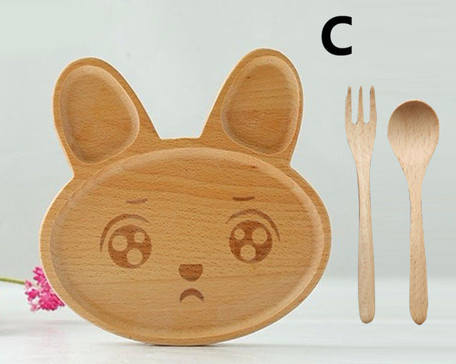 Cute Rabbit Face Wood Dinner Plate