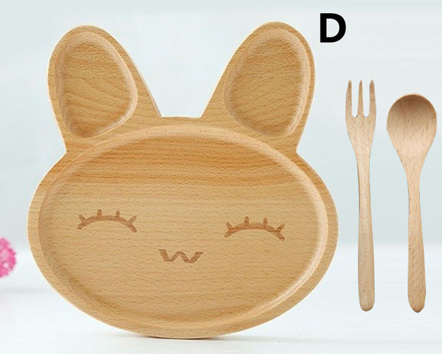 Cute Rabbit Face Wood Dinner Plate